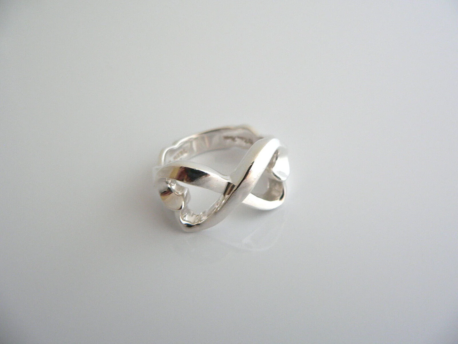 Tiffany & Co Silver Loving Heart Ring Band Sz 6 Double Infinity Gift Love
