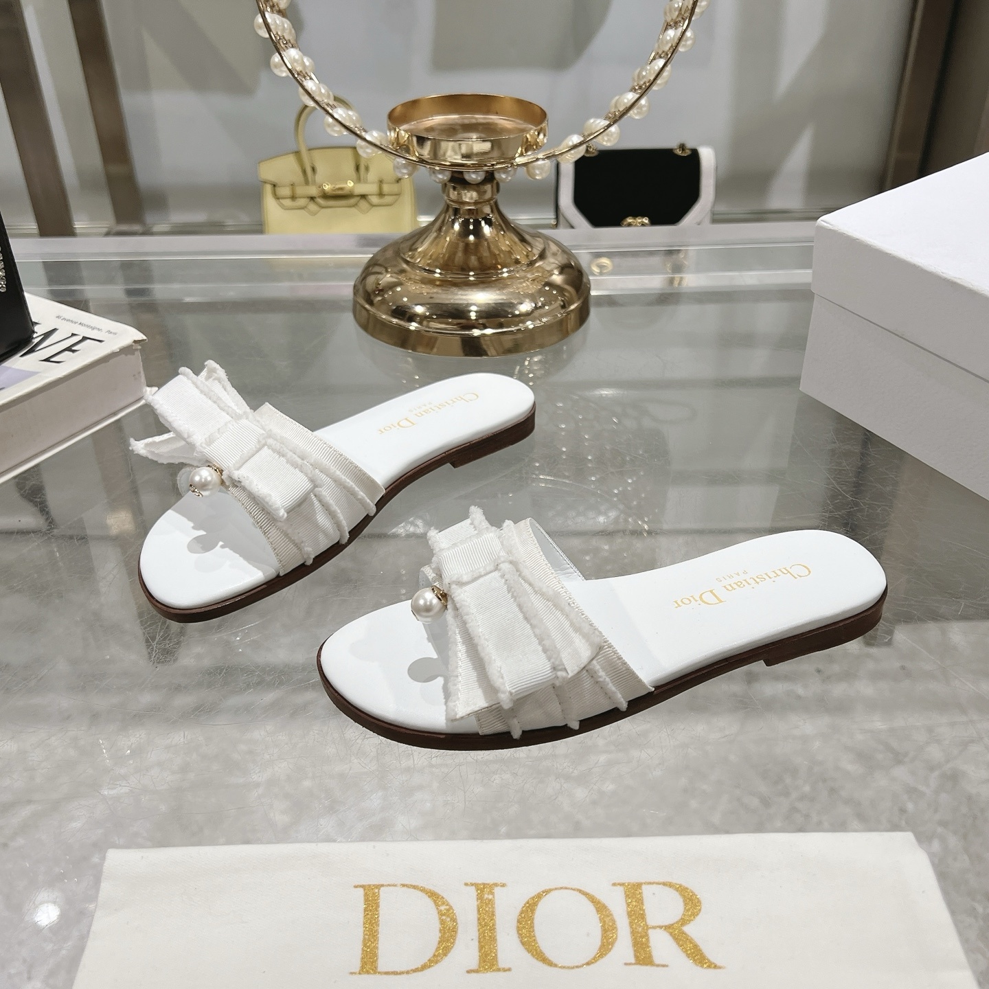 Dior Shoes Tassel woven women's slippers