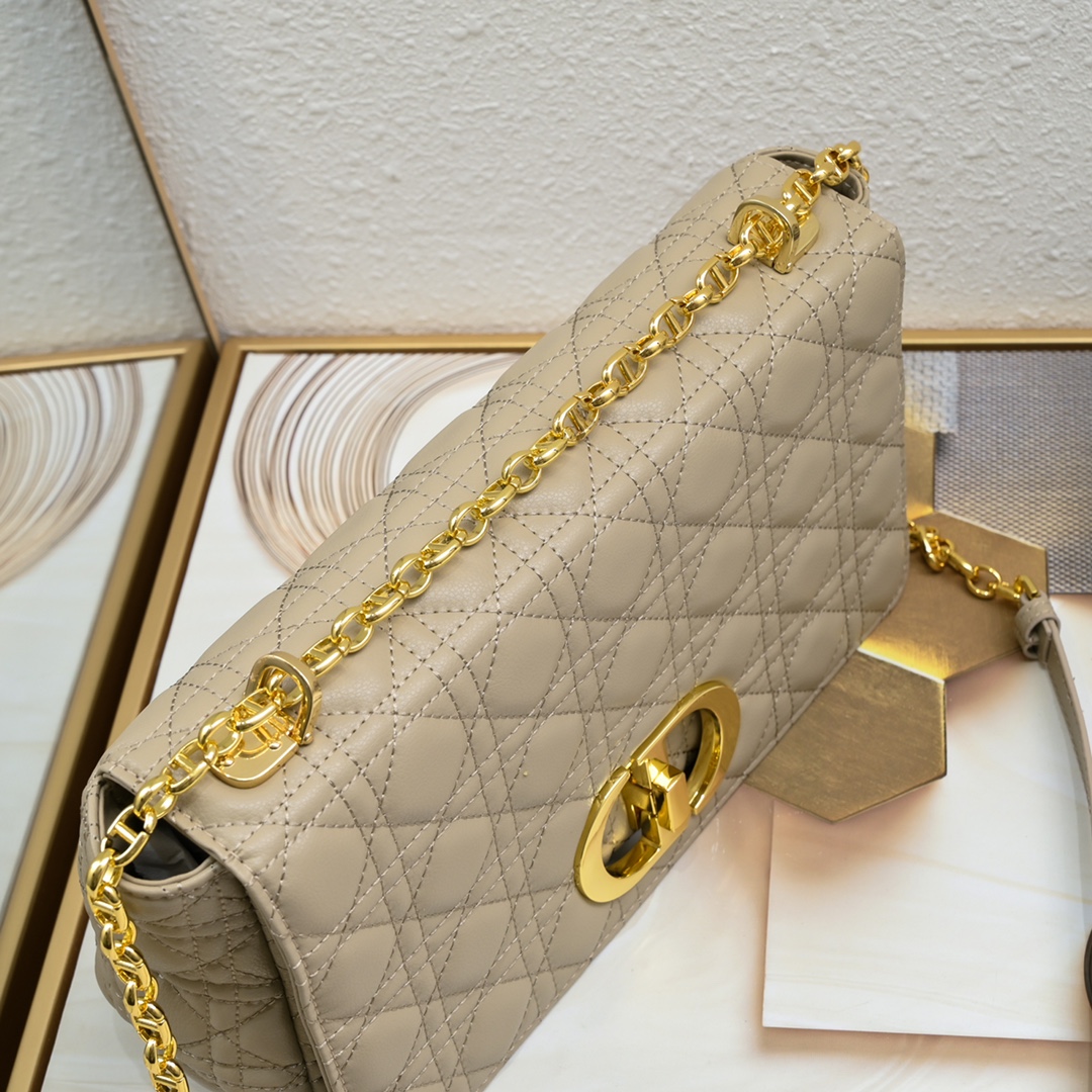 Large Dior Caro Bag Apricot 9797 XB002 28cm