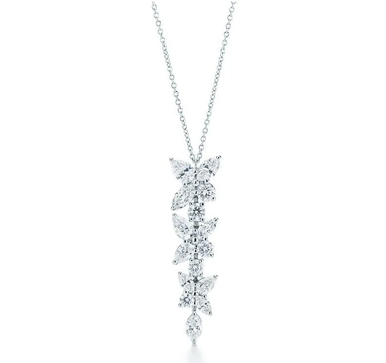 Tiffany Victoria Mixed Cluster Drop Pendant Necklace Women Nice Price Jewellery 35250301