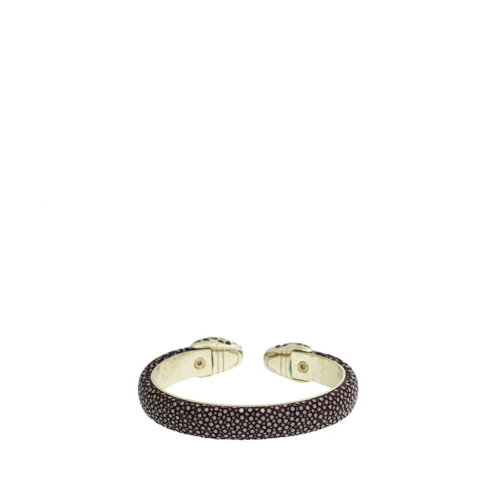 Bvlgari Dark Violet Galuchat Skin Serpenti Forever Bangle Bracelet