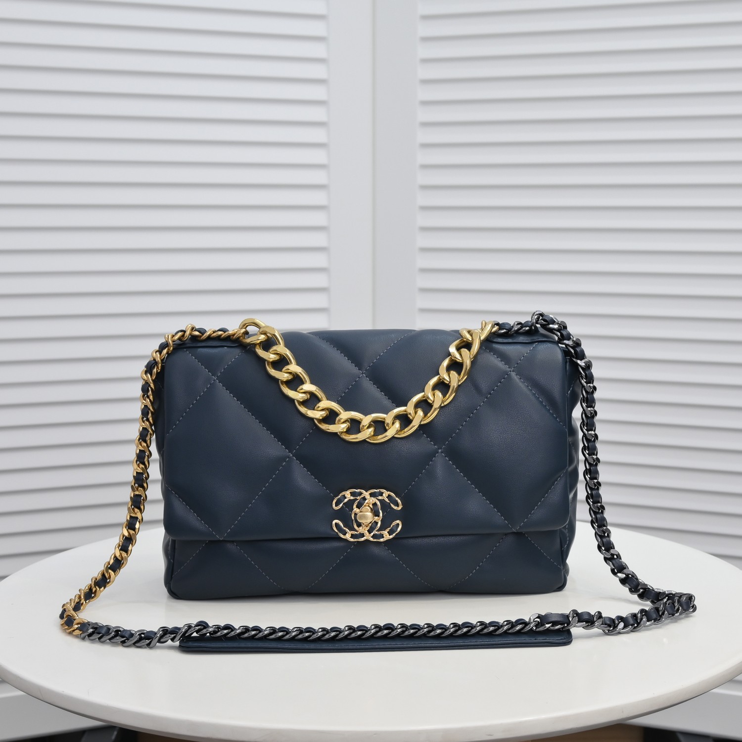 Chanel Lambskin Quilted Medium19 Flap Shoulder Bag Handbag