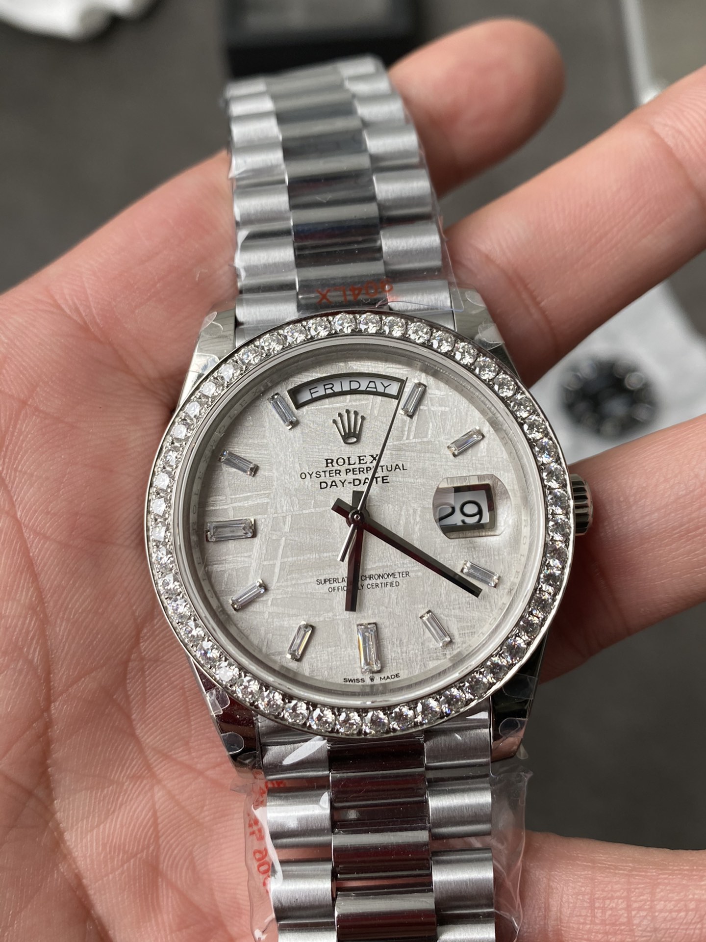 Rolex Day-Date 228349RBR Meteorite Dial Diamond Bezel 40mm Mens Replica Watch