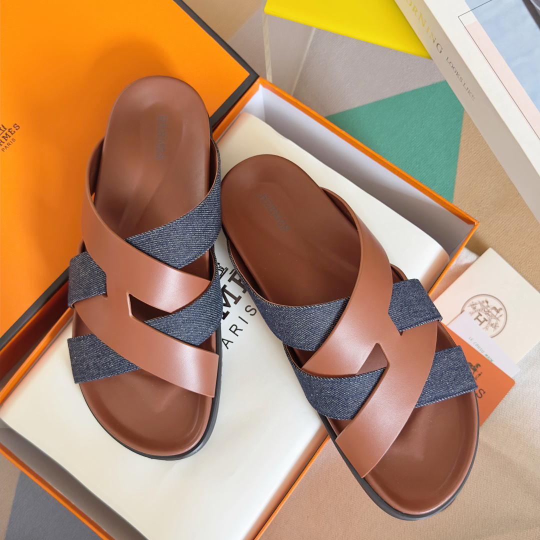 Hermes Shoes Kazimir series couple slippers
