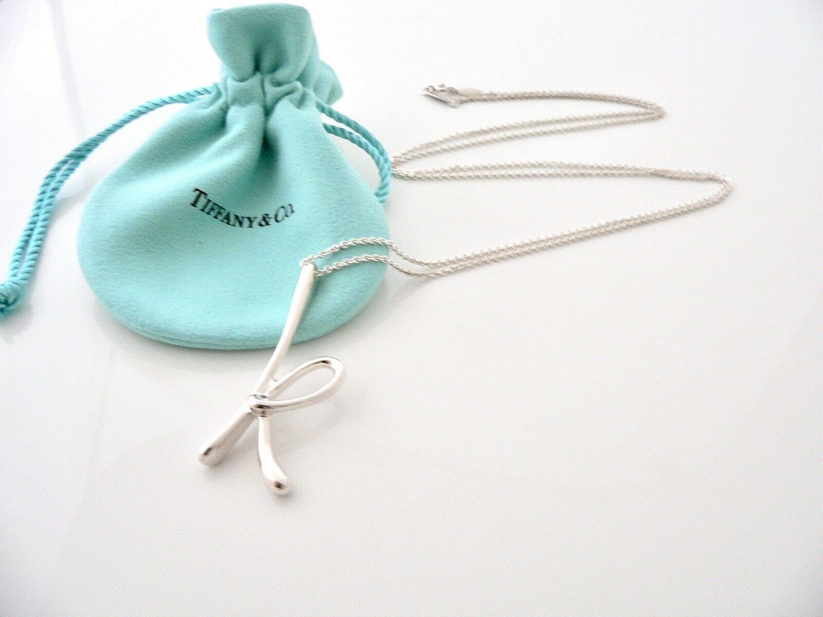 Tiffany & Co Peretti Alphabet K Necklace Pendant Charm Large 30 Inch Chain Gift