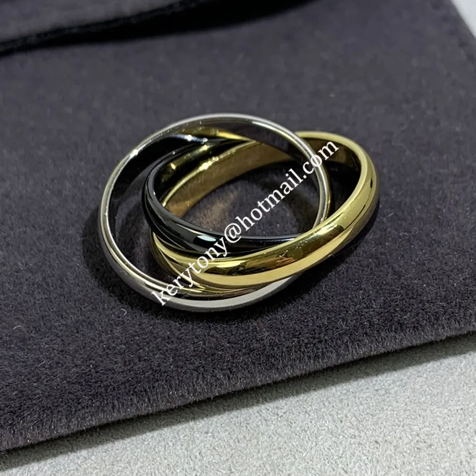 Replica Cartier Trinity Ring White Gold/Yellow Gold with Black Classic Ceramic For Womens Replica