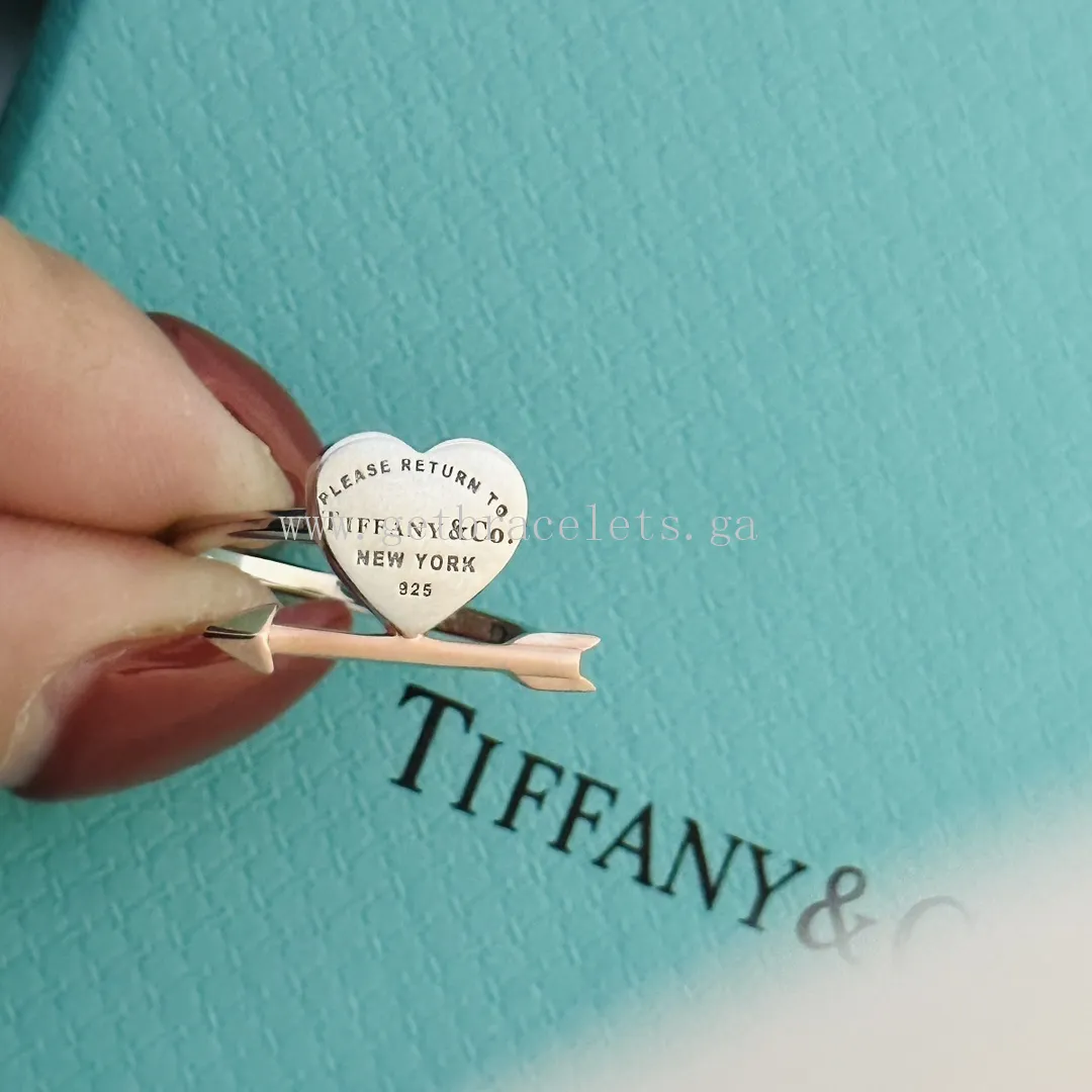 Tiffany Lovestruck Heart Tag Ring in Silver and Rose Gold