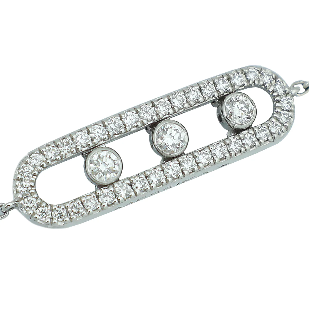 Messika 18K White Gold Diamond Pav茅 Baby Move Bracelet