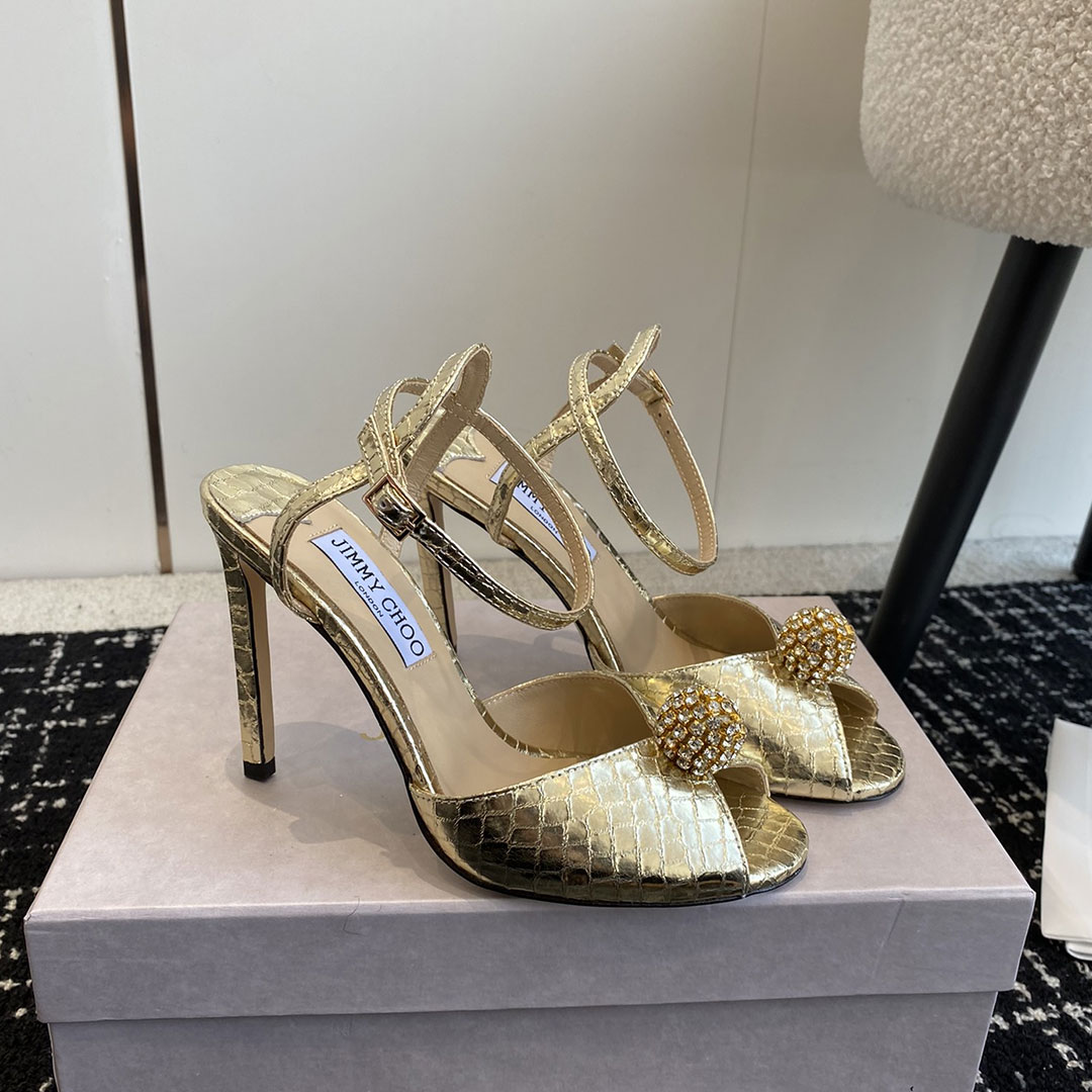Jimmy Choo Sacora Leather Slingshot Fashion Buckle Slide Sandal (Replica)