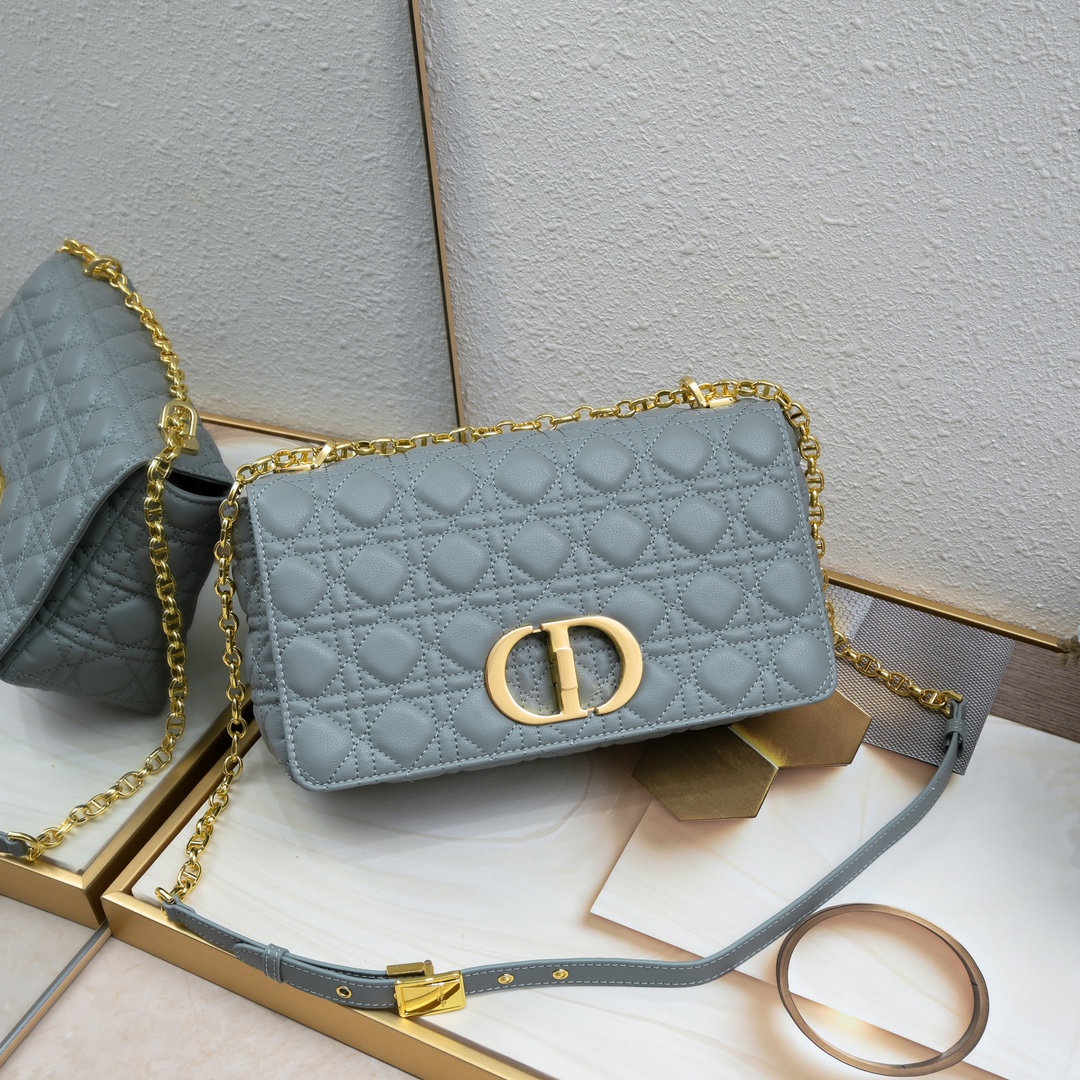Large Dior Caro Bag Gray 9797 XB002 28cm