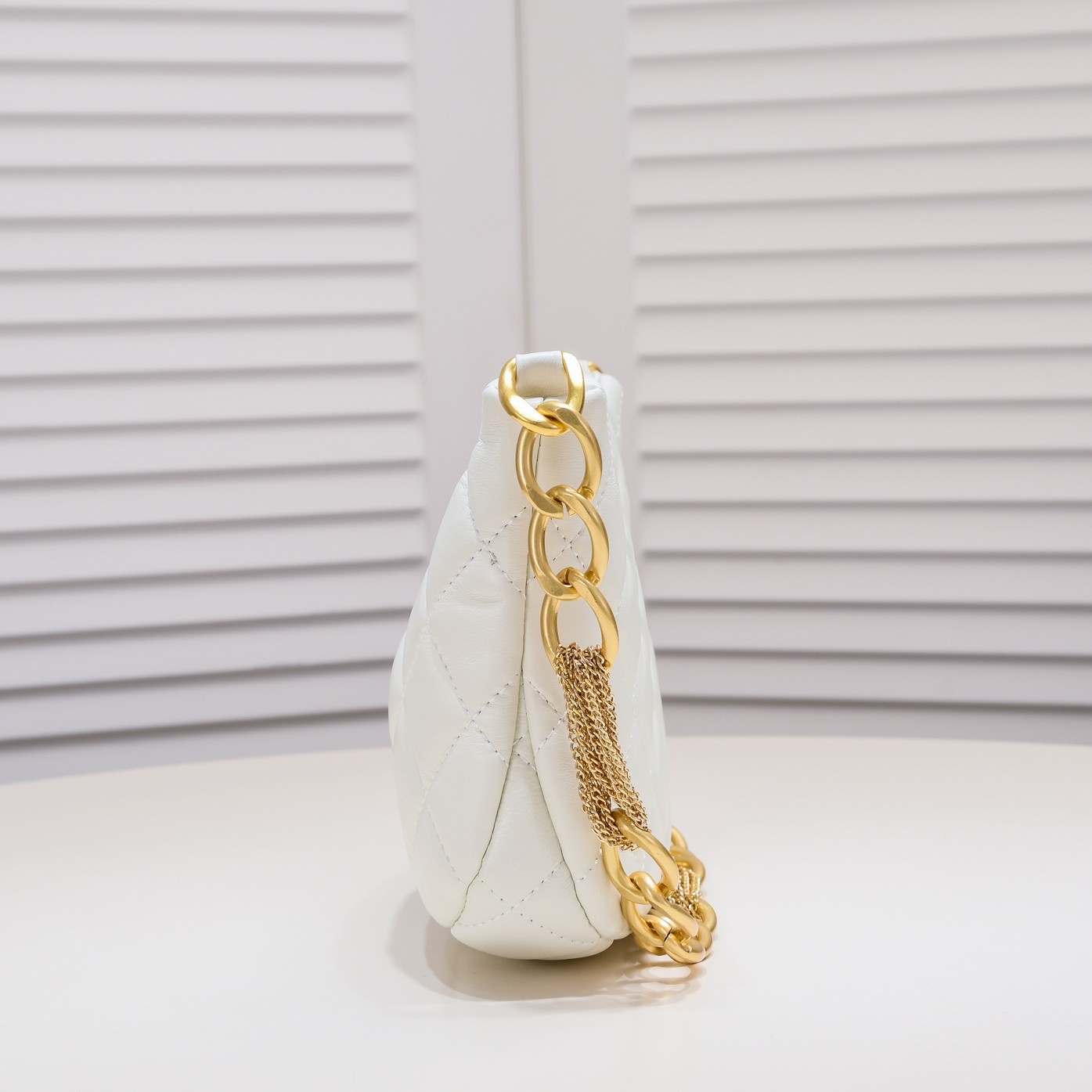 Chanel 23A Fringed Gold Chain Hobo Underarm Shoulder Bag Handbag
