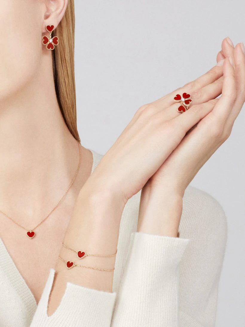 Van Cleef & Arpels Four Hearts Stud Earrings, Sweet Alhambra effeuillage earrings