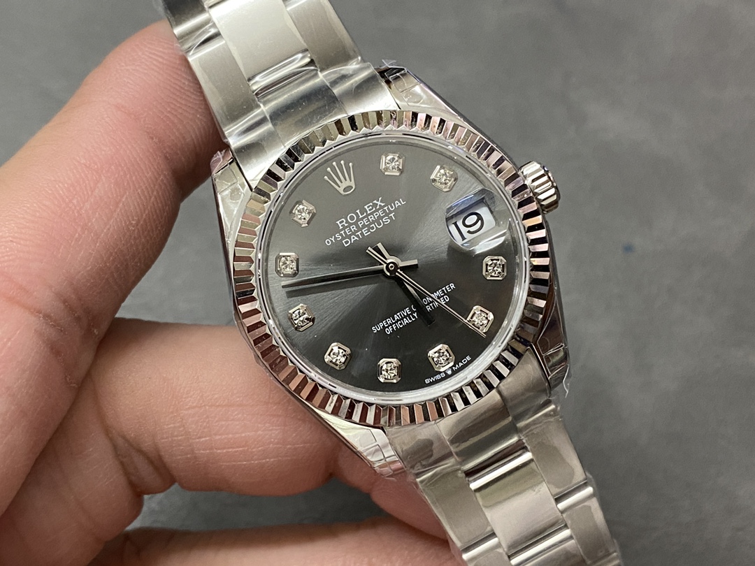 Rolex Datejust 31 Stainless Steel and White Gold Grey Dial M278274 Women's Watch