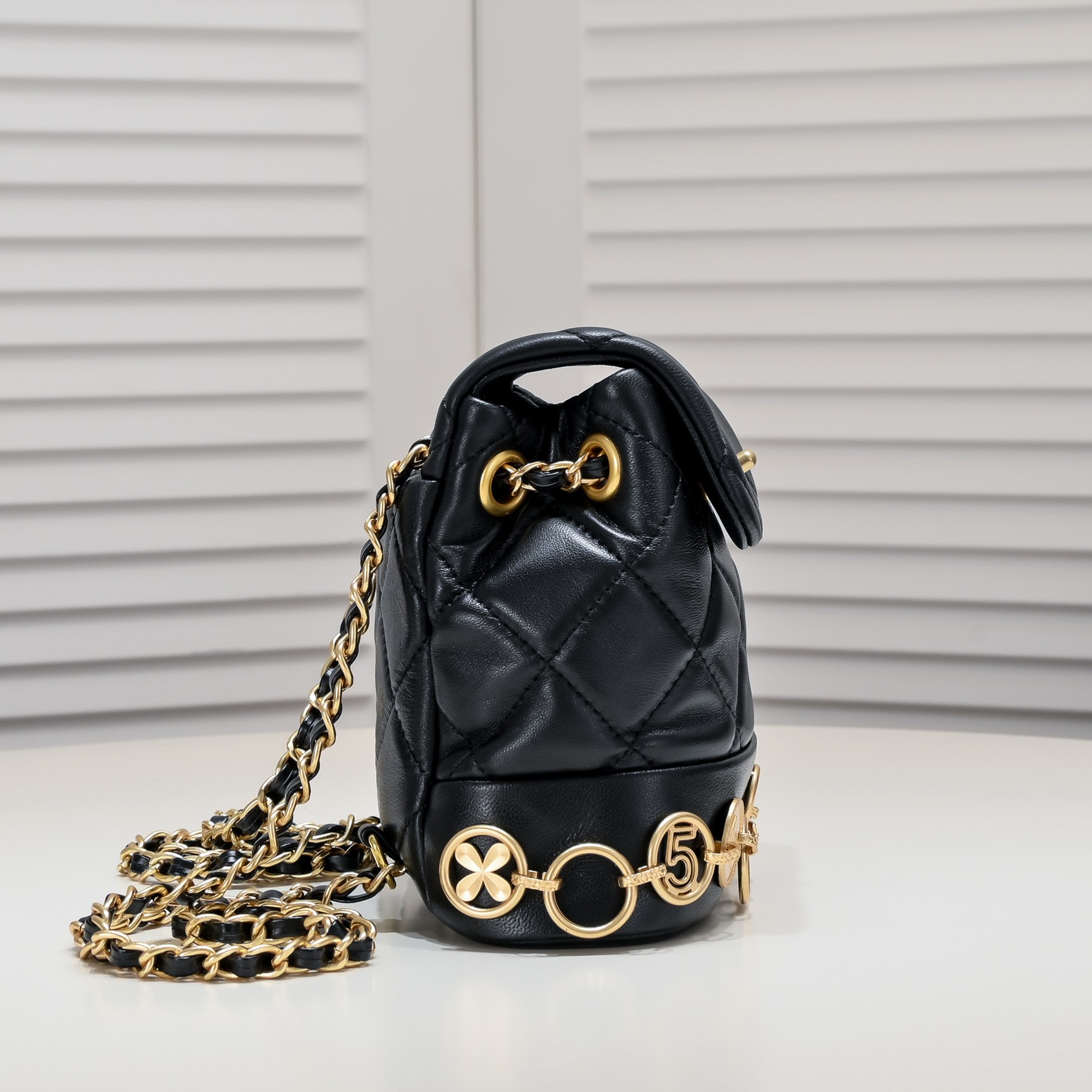 Chanel 23b Gold Coin Black Shoulder Bag Shoulder Bag Handbag
