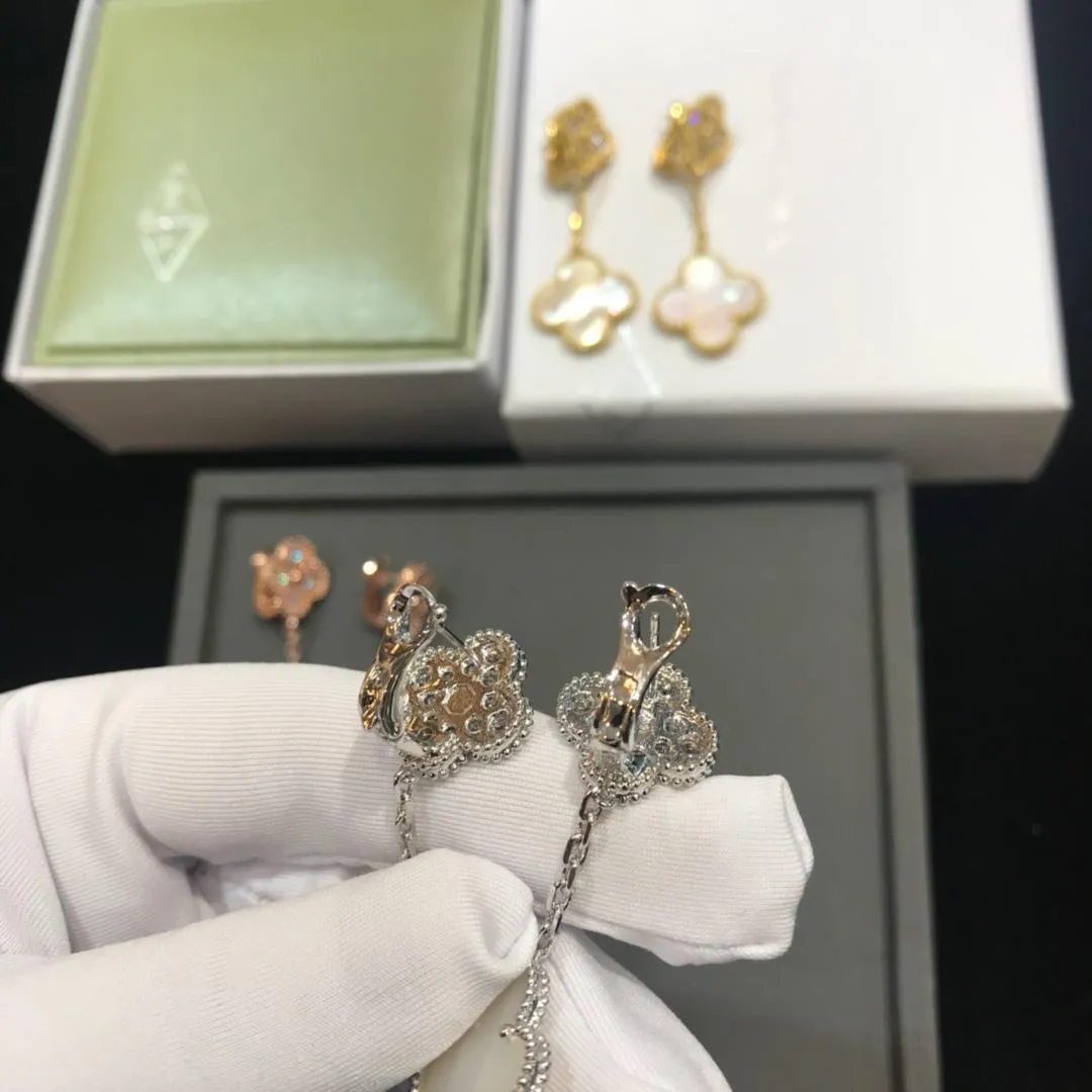 Van Cleef & Arpels Magic Alhambra Earrings 2 motifs Mother-of-pearl with Diamonds