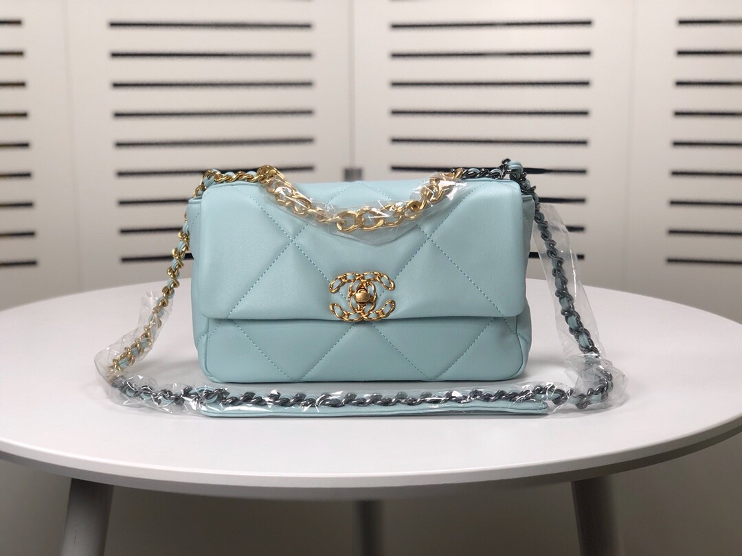 Chanel Lambskin Quilted Small 19 Flap Shoulder Bag Handbag