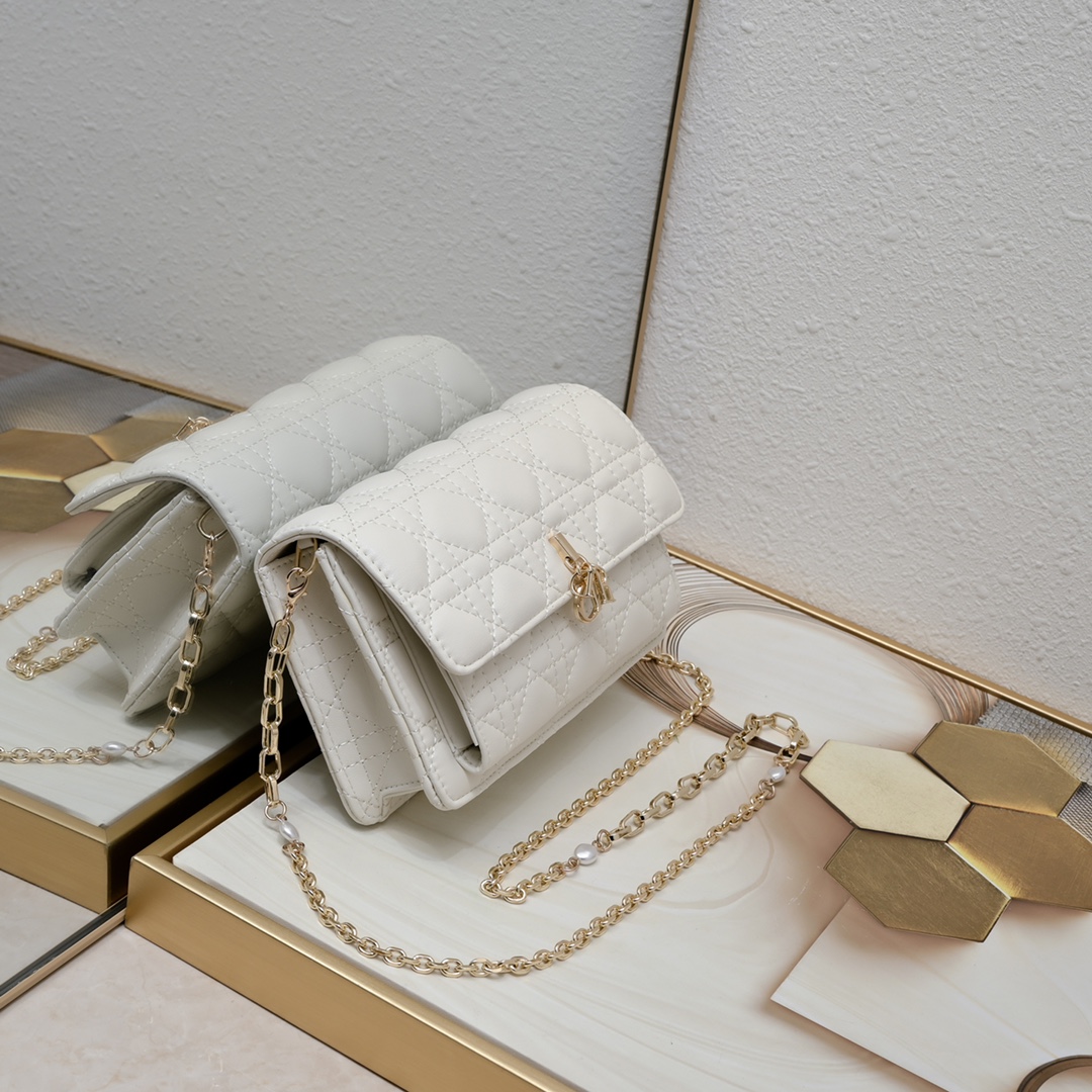 Dior Lady Dior Daily Chain Pouch Cannage lambskin Shoulder Bag Handbag
