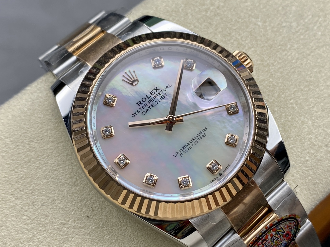 Rolex Datejust 41mm Steel and Yellow Gold 126333 0017 White Mop Diamond Oyster
