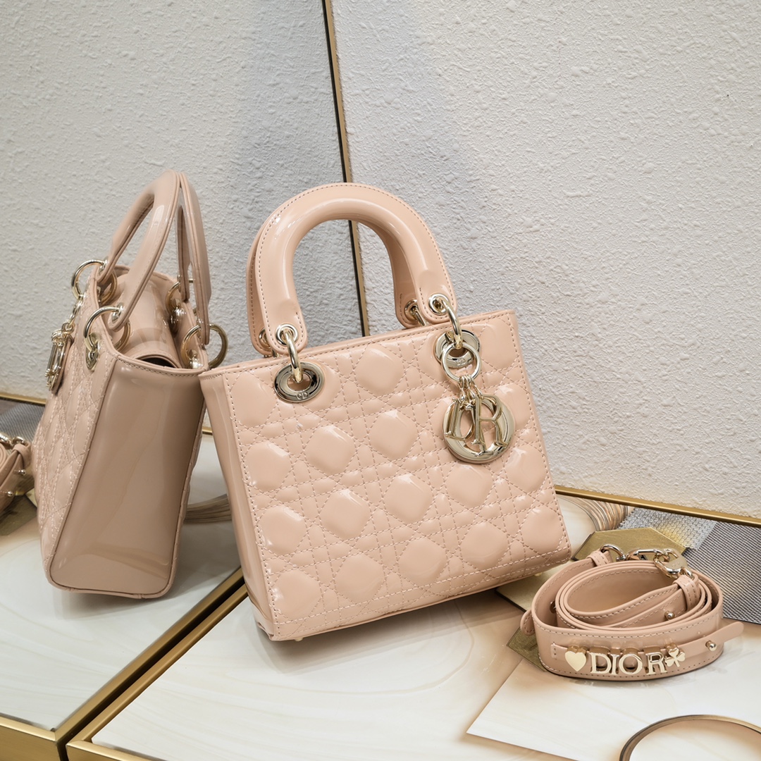 Small Lady Dior My ABCDior Bag Pink patent leather CD2026 XB081 20cm