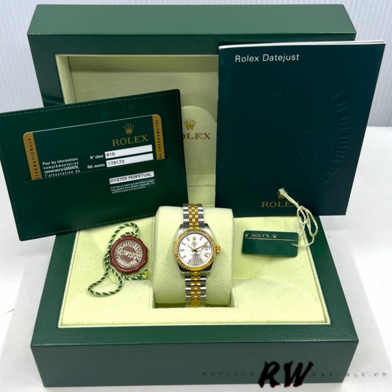 Rolex Datejust 179173 Silver Index Dial Fluted Bezel 26MM Lady Replica Watch