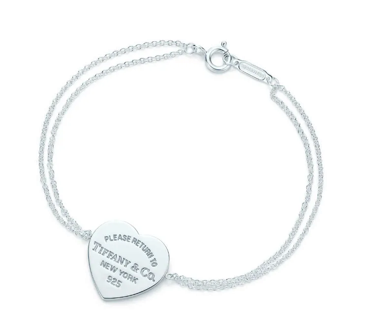 Return To Tiffany Dual Chain Heart Tag Bracelet Silver/Rose Gold/Yellow Gold Party Style Women Fine Jewelry Malaysia GRP06398