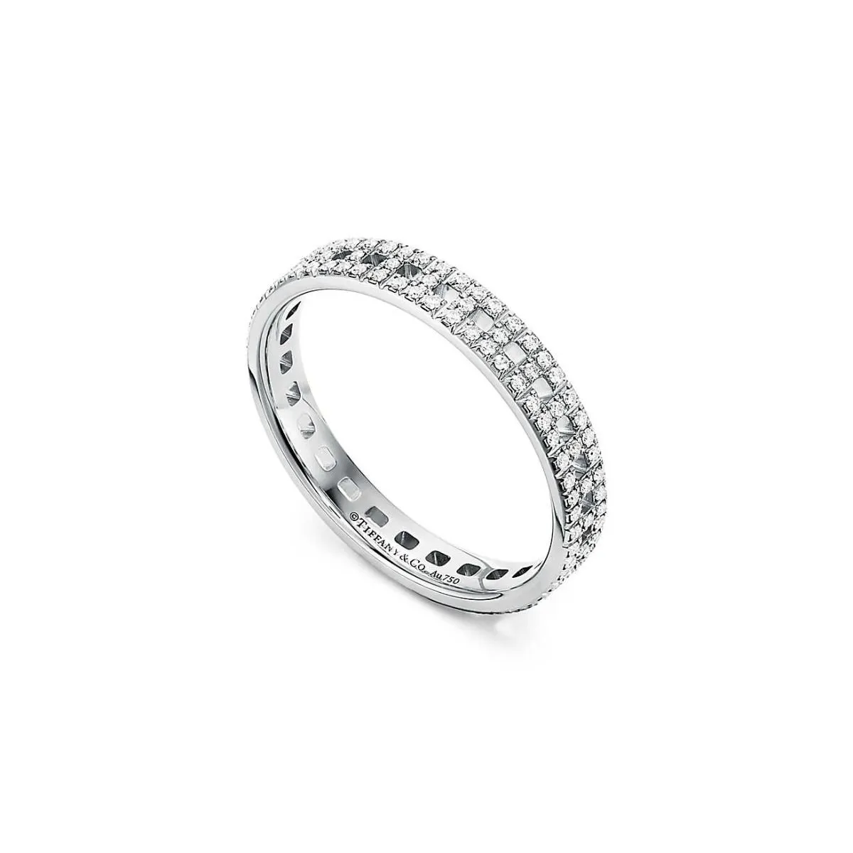 Nice Price Tiffany Female Tiffany T Paved Diamonds 5.5MM True Wide Ring White Gold/ Yellow Gold