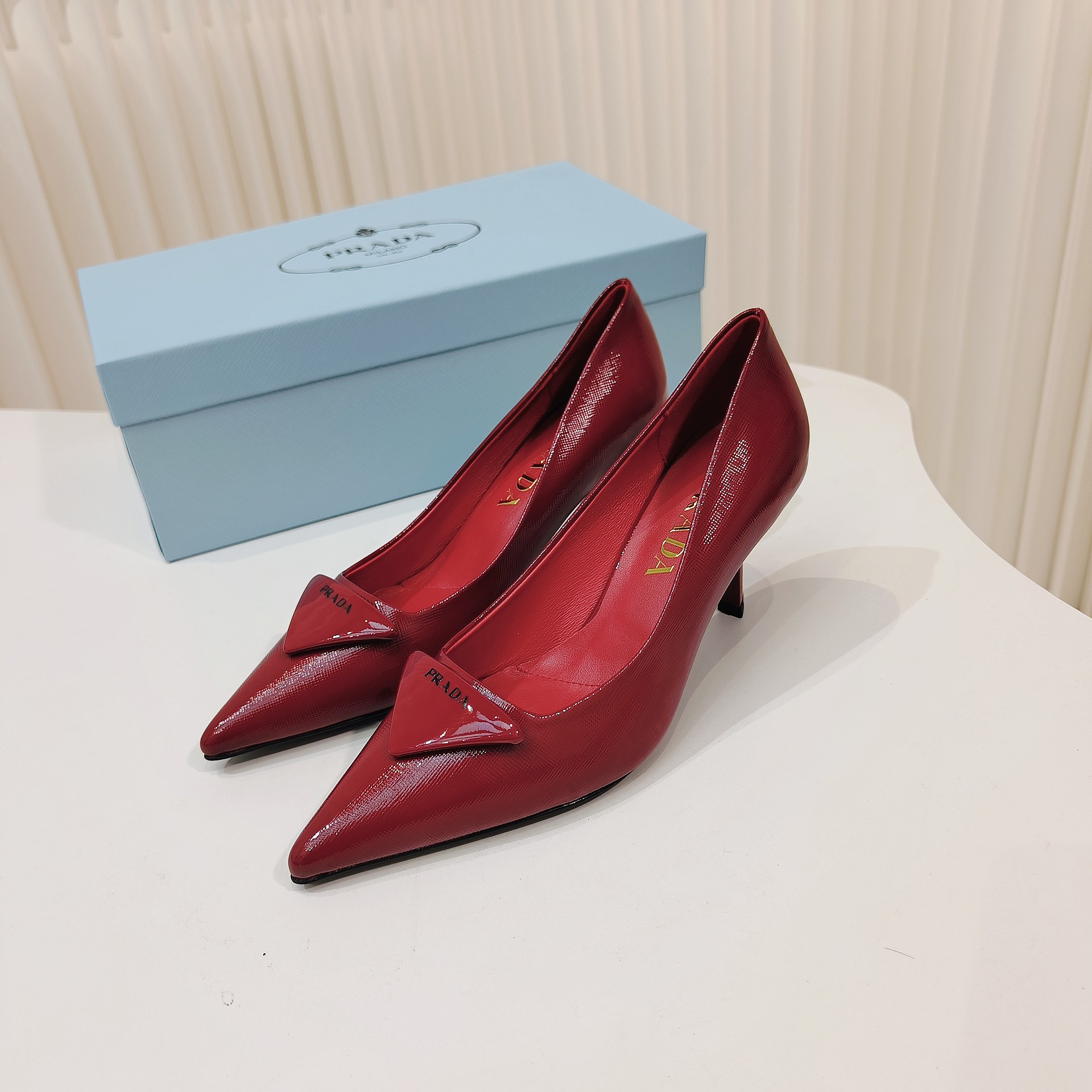Prada Shoes Bright leather pointed high heels
