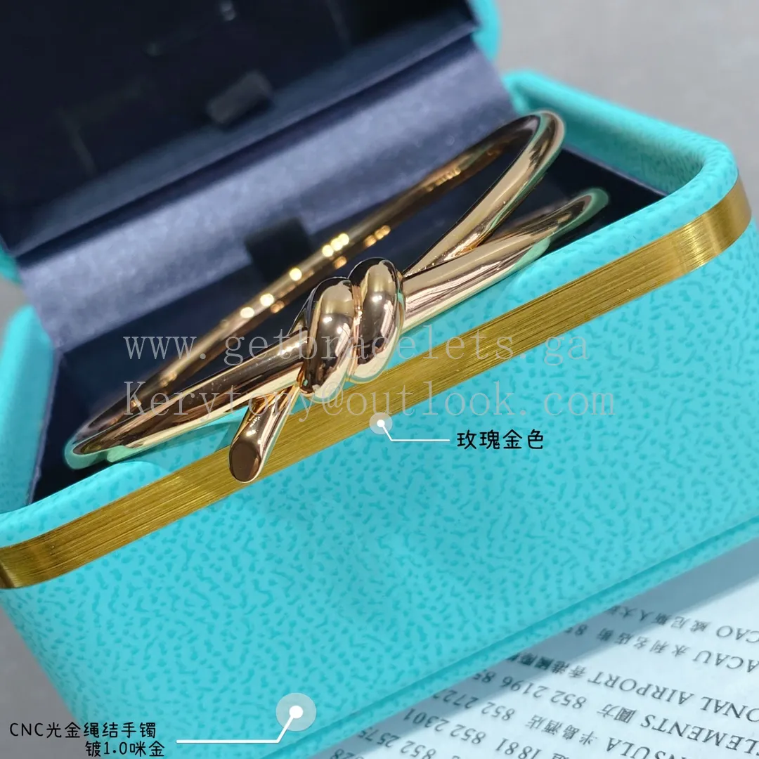 Tiffany Double Row Hinged Bangle in Rose Gold/Yellow Gold
