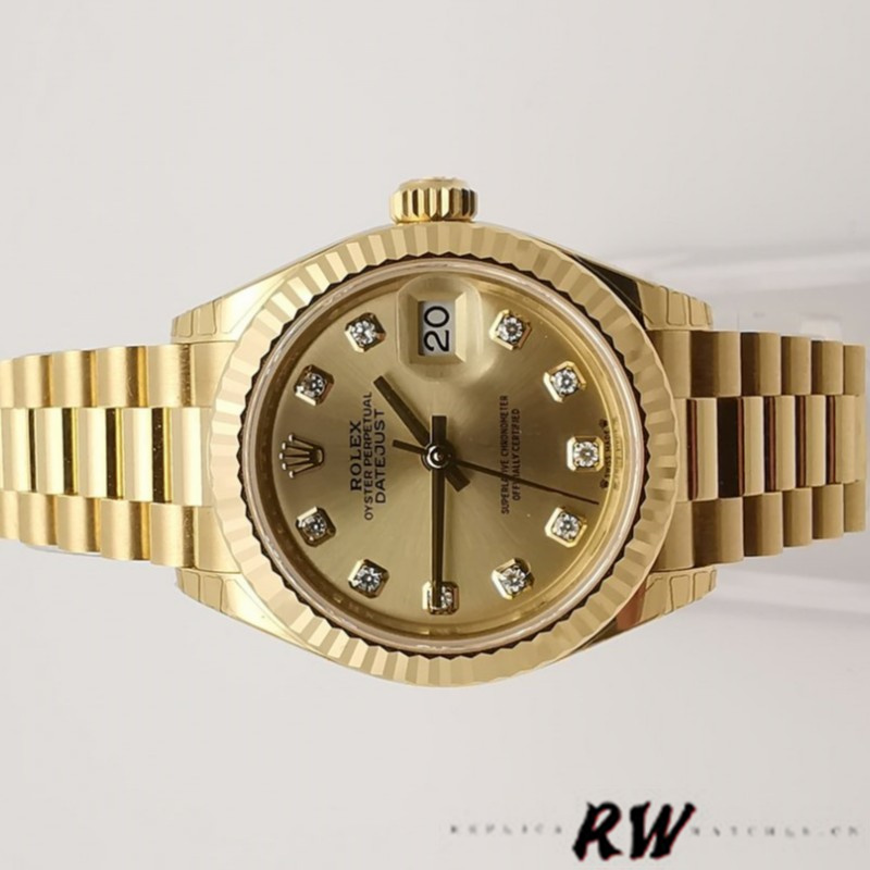 Rolex Datejust 279178 Champagne Fluted Bezel 28mm Lady Replica Watch
