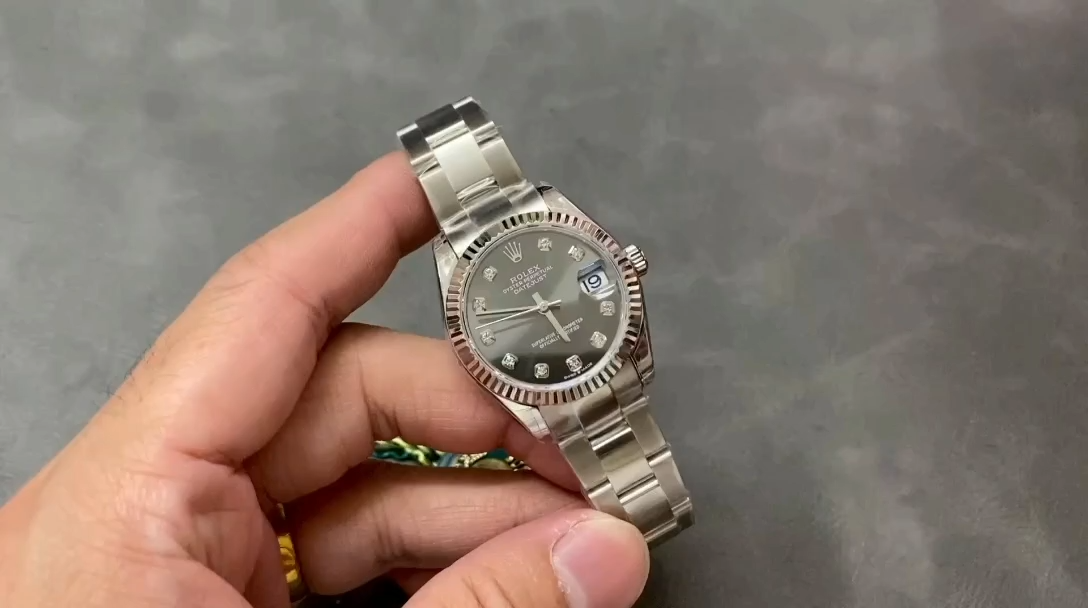 Rolex Datejust 31 Grey Diamond Dial Fluted Bezel 278274 Women's Watch