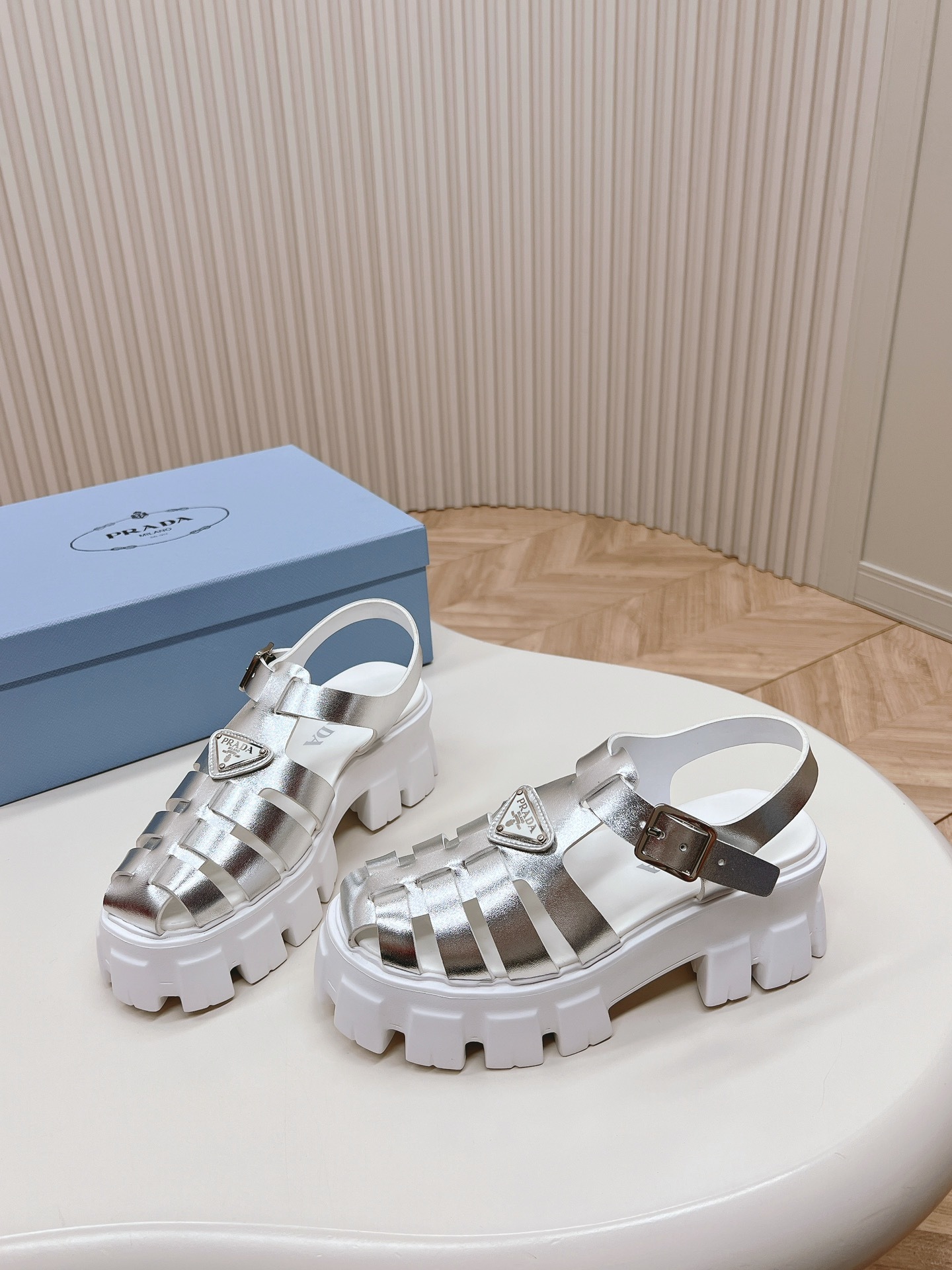 Prada Shoes Serrated thick soled women's sandals