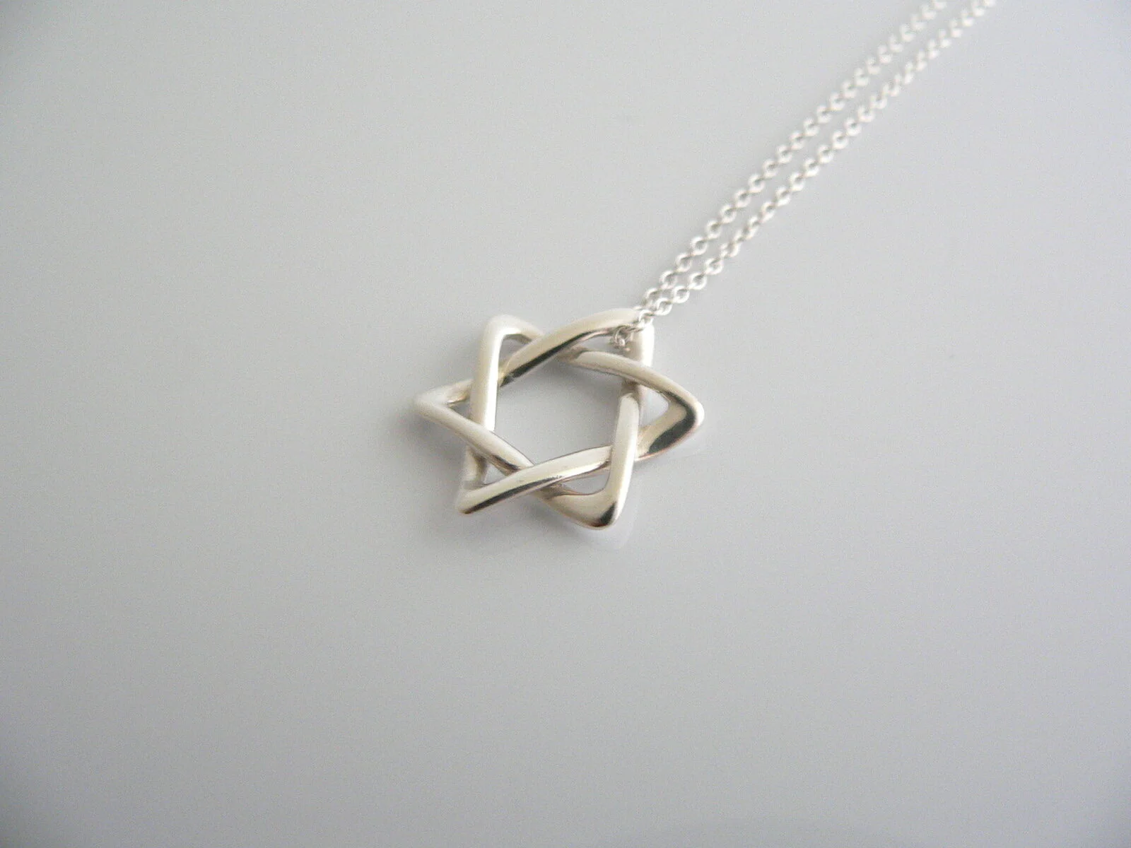 Tiffany & Co Peretti Silver Star of David Necklace Pendant Chain Rare Gift Love