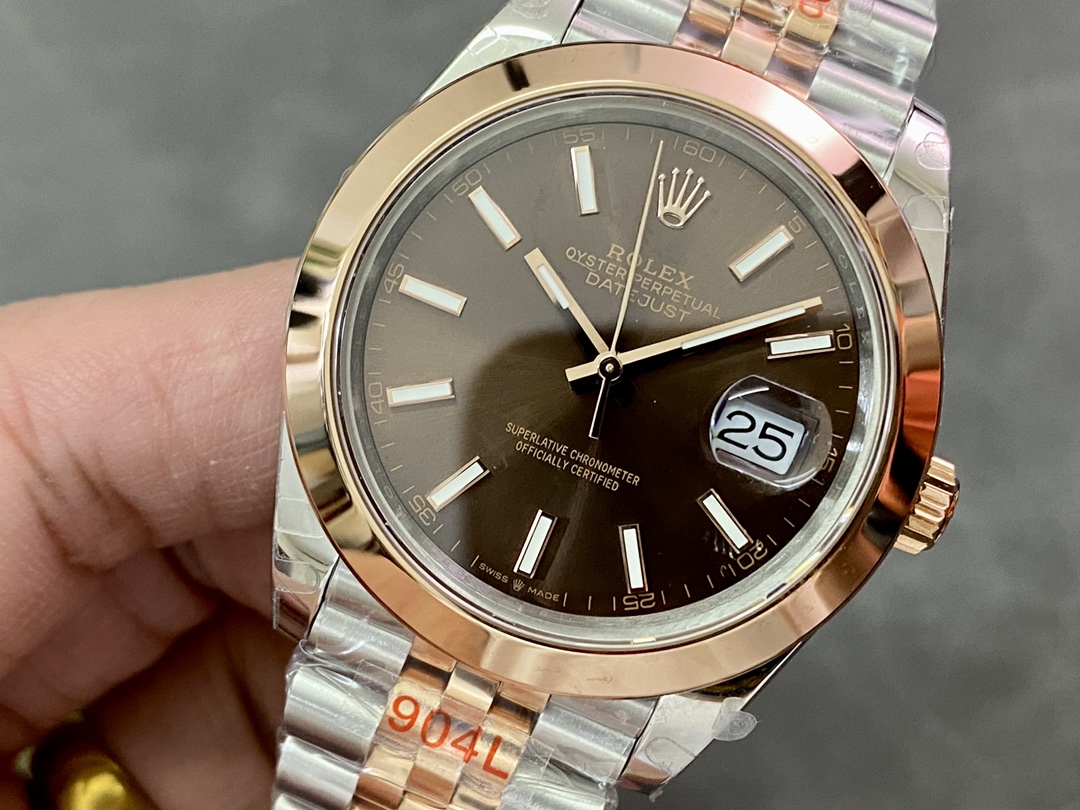 Rolex Datejust 126301 Rose Gold Chocolate Brown Index Dial 41MM Mens Replica Watch