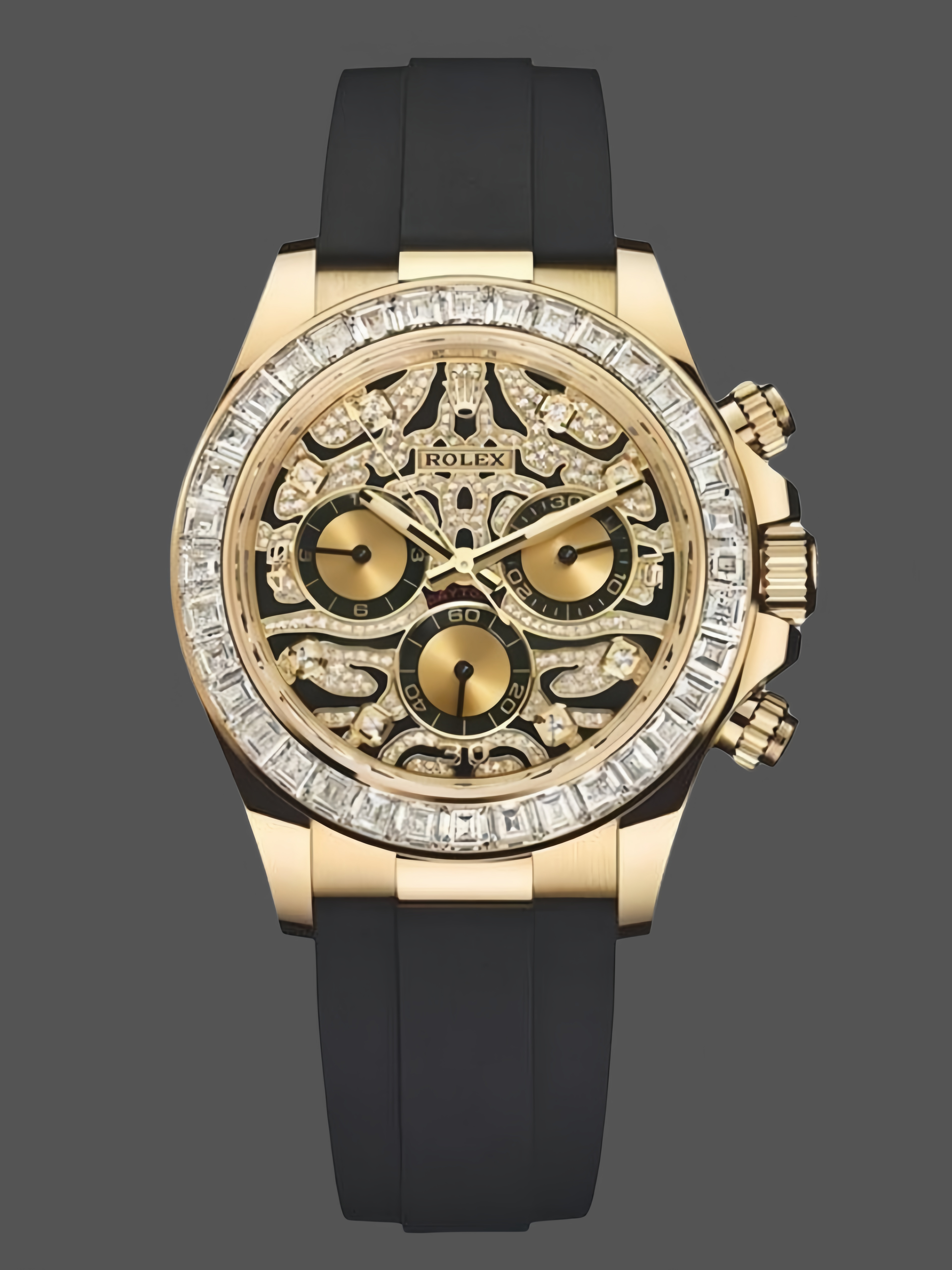 Rolex Cosmograph Daytona 116588 Yellow Gold Black Rubber Strap 40mm Mens Replica Watch