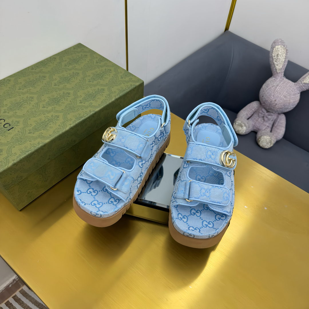 Gucci Shoes New Velcro Thick Bottom Couple Sandals