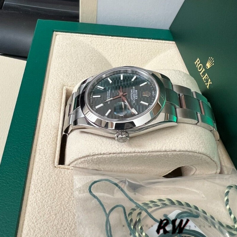 Rolex Datejust 126334 0029 Fluted Bezel Green Motif Dial 41MM Mens Replica Watch