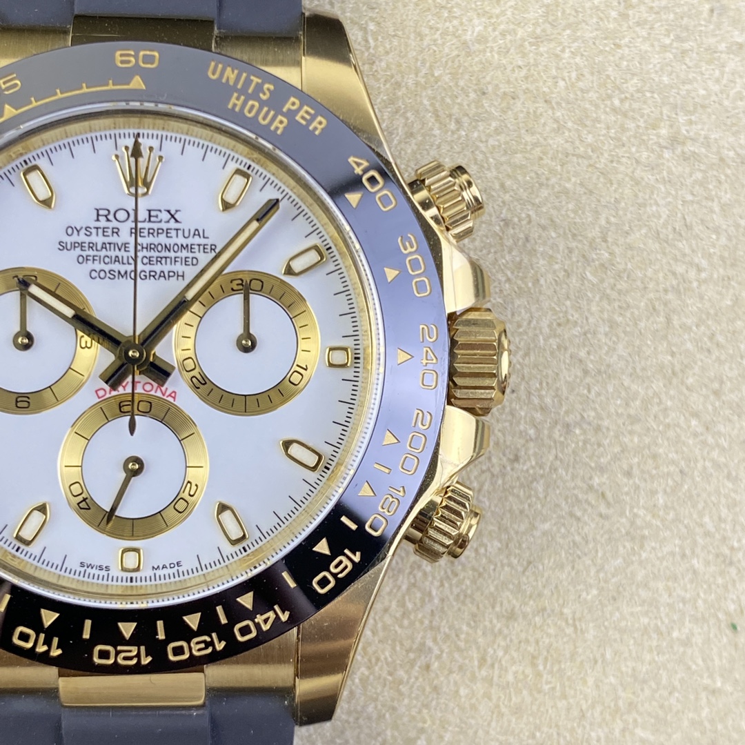Rolex Cosmograph Daytona 116518LN White Dial Black Rubber Strap 40mm Mens Replica Watch