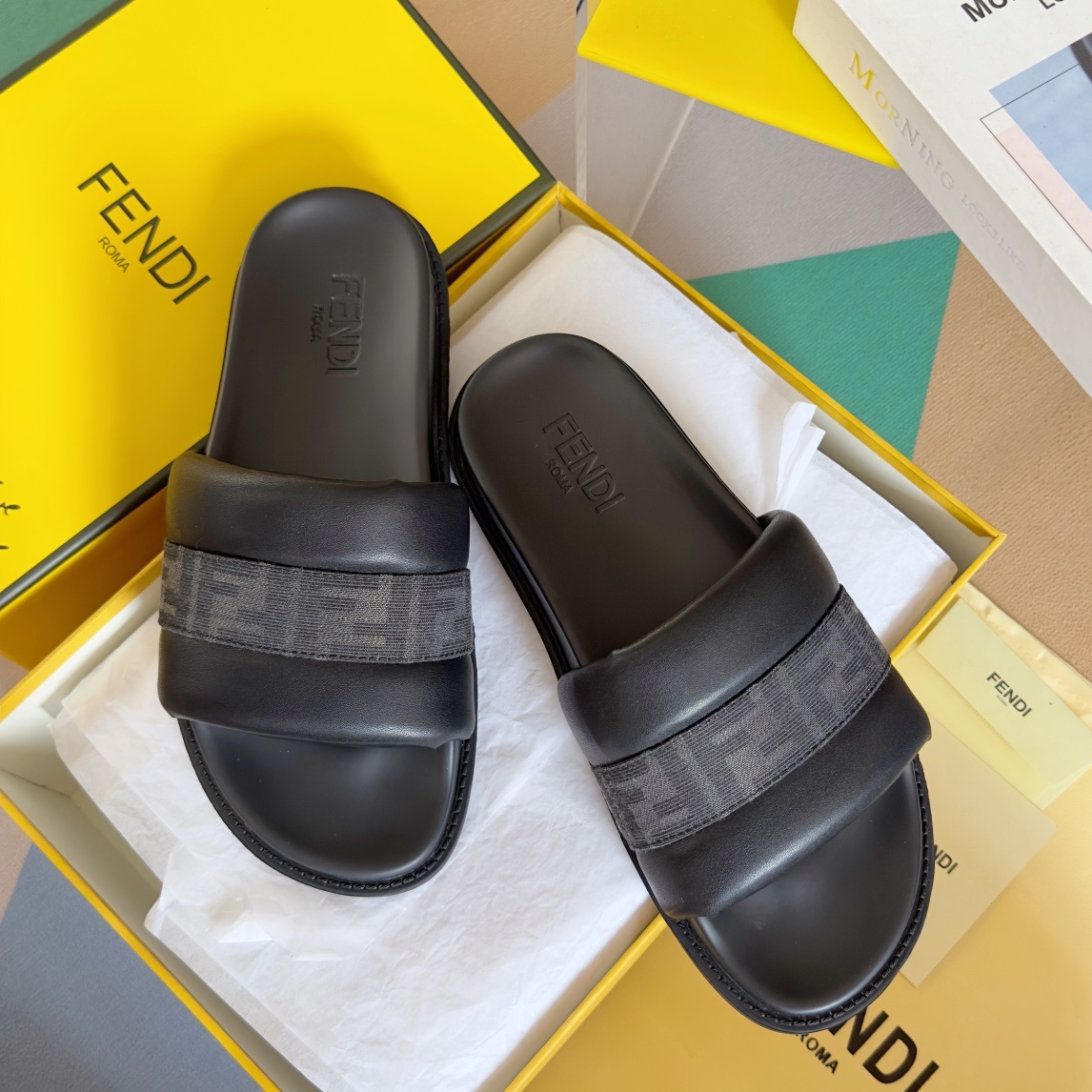 Fendi Shoes Diagonal series thick-soled slippers for couples