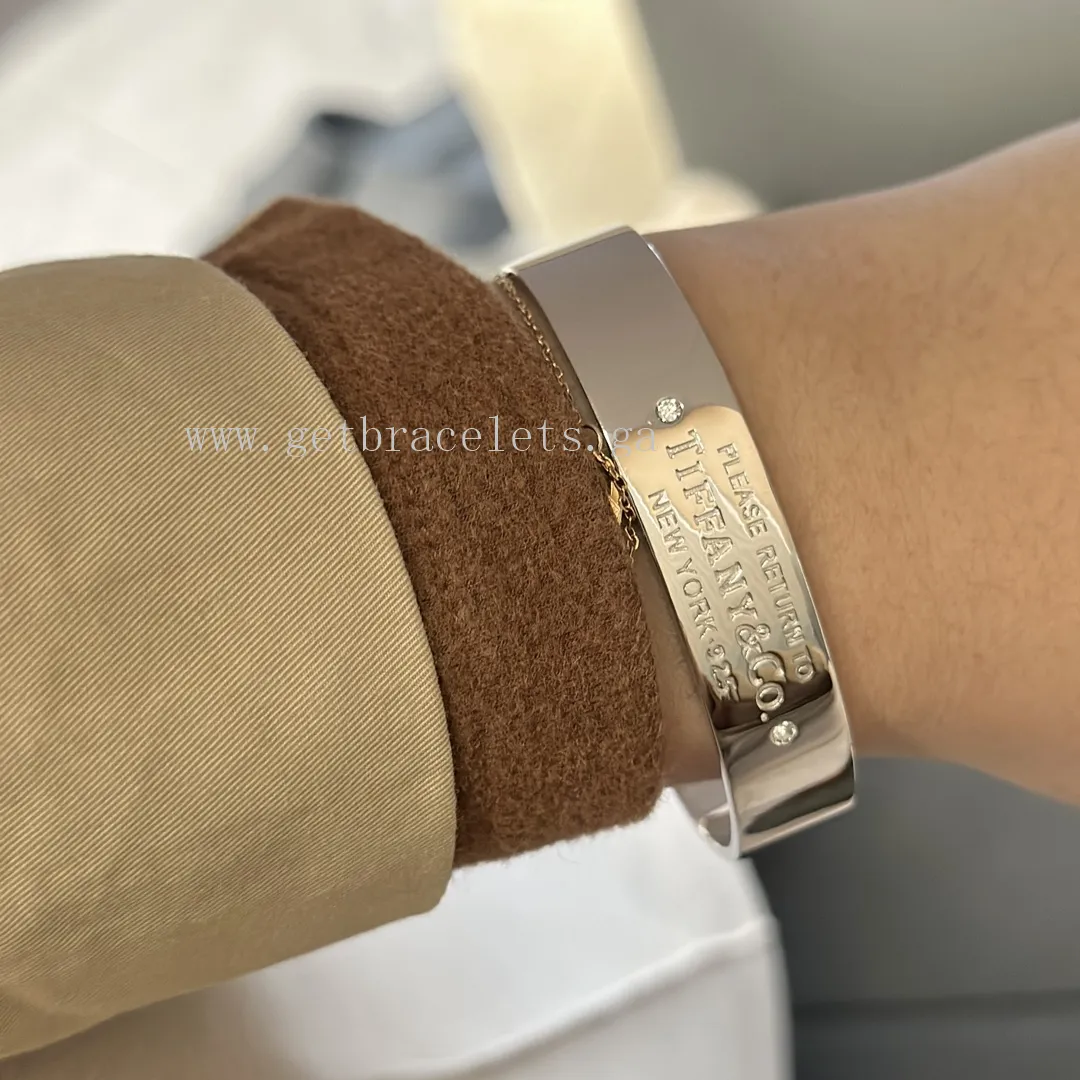 Return to Tiffany Narrow Cuff in Sterling Silver/Rose Gold/Yellow Gold with Diamonds