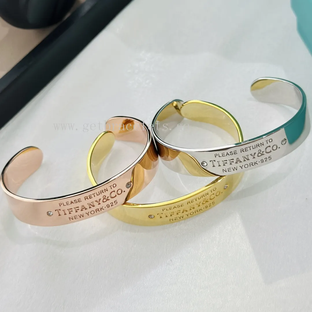 Return to Tiffany Narrow Cuff in Sterling Silver/Rose Gold/Yellow Gold with Diamonds