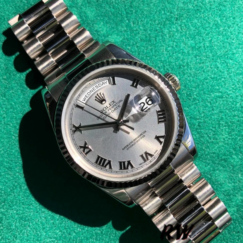 Rolex Day-Date 118239 Silver Roman Numeral 36mm Unisex Replica Watch
