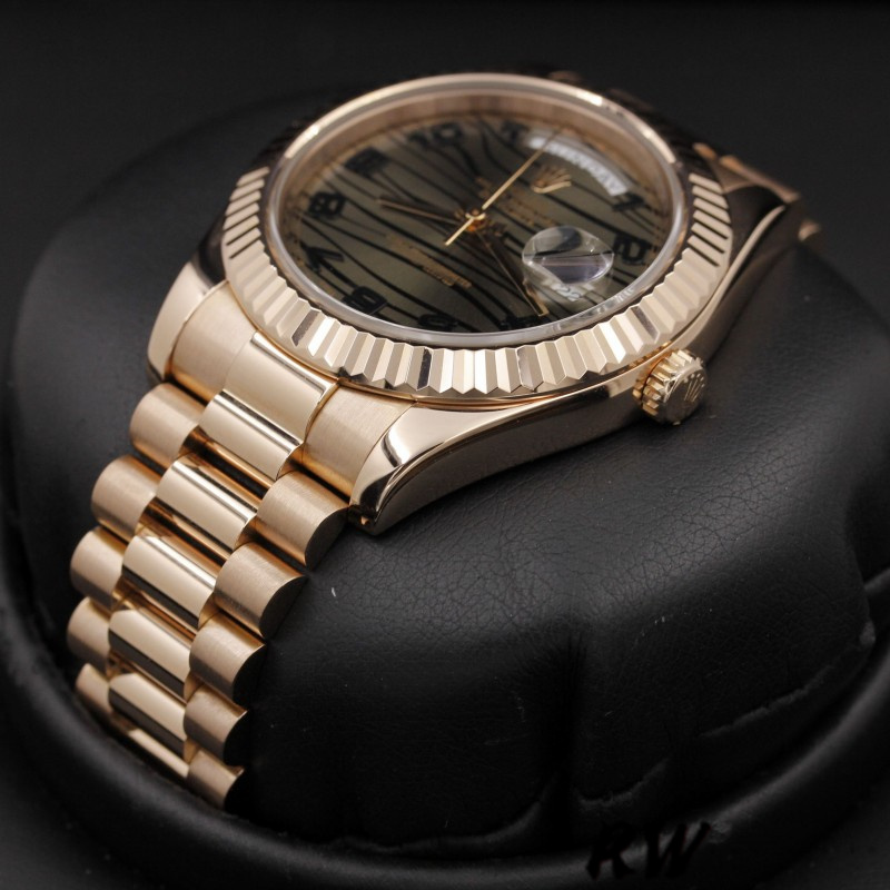 Rolex Day-Date 218235 Wave Bronze Dial Rose Gold 41MM Mens Replica Watch