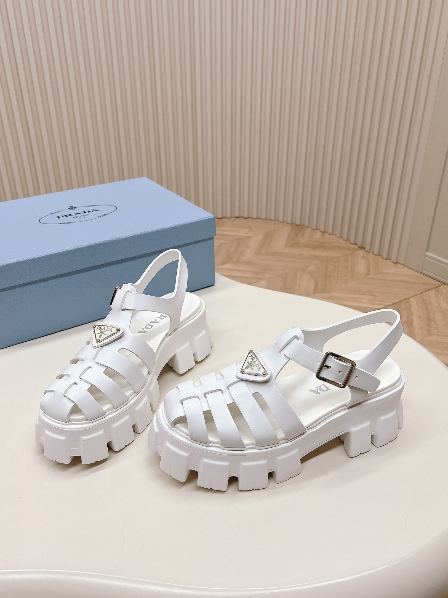 Prada Shoes Serrated thick soled women's sandals