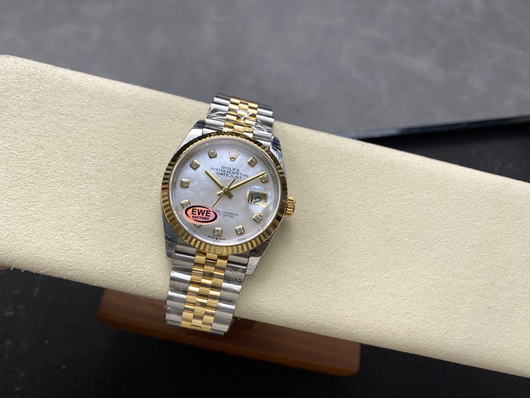 Rolex Datejust 126233 White MOP Diamond Dial Fluted Bezel 36MM Unisex Replica Watch