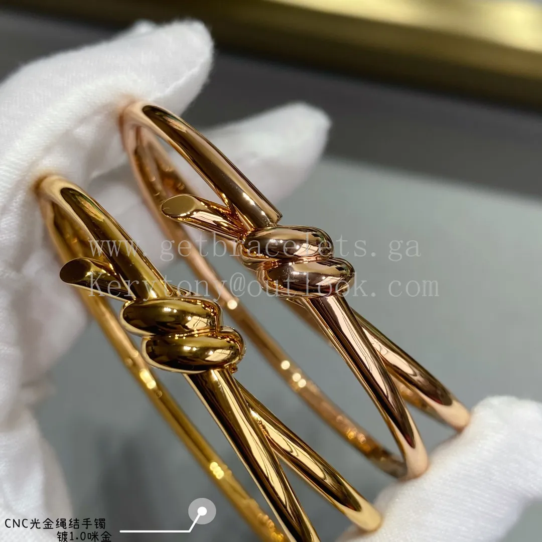 Tiffany Double Row Hinged Bangle in Rose Gold/Yellow Gold