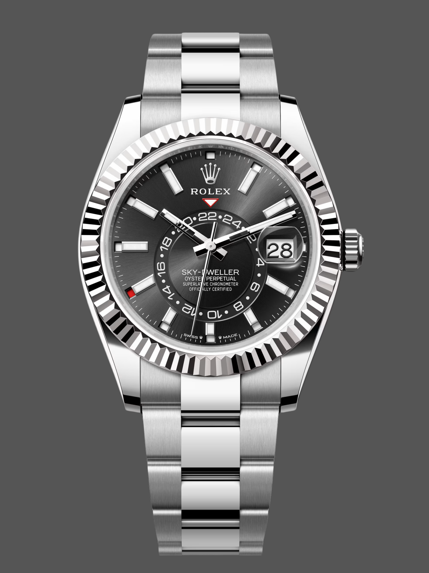 Rolex Sky Dweller 42 White Rolesor Black Dial Oyster M336934 0007 Men's Watch