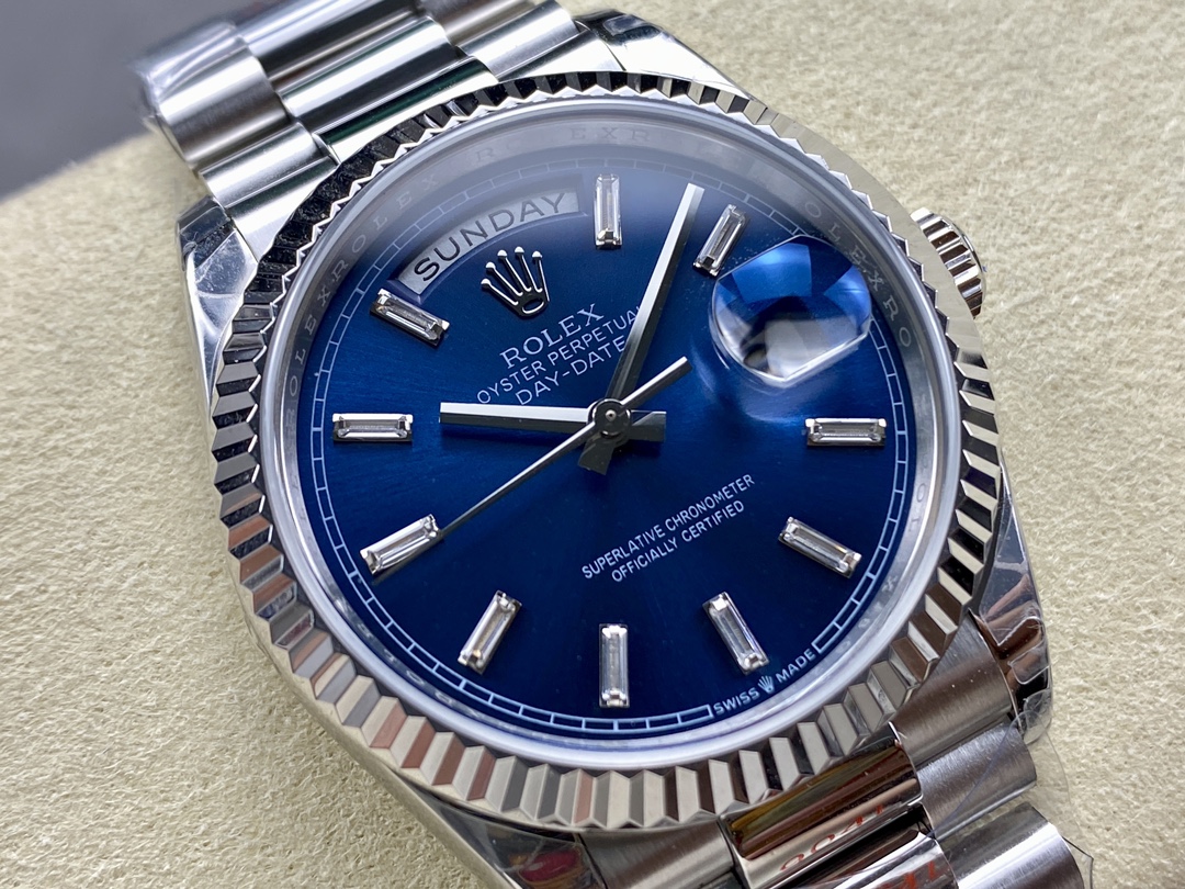 Rolex Day Date White Gold 36 Blue Diamond Dial m128239 0069