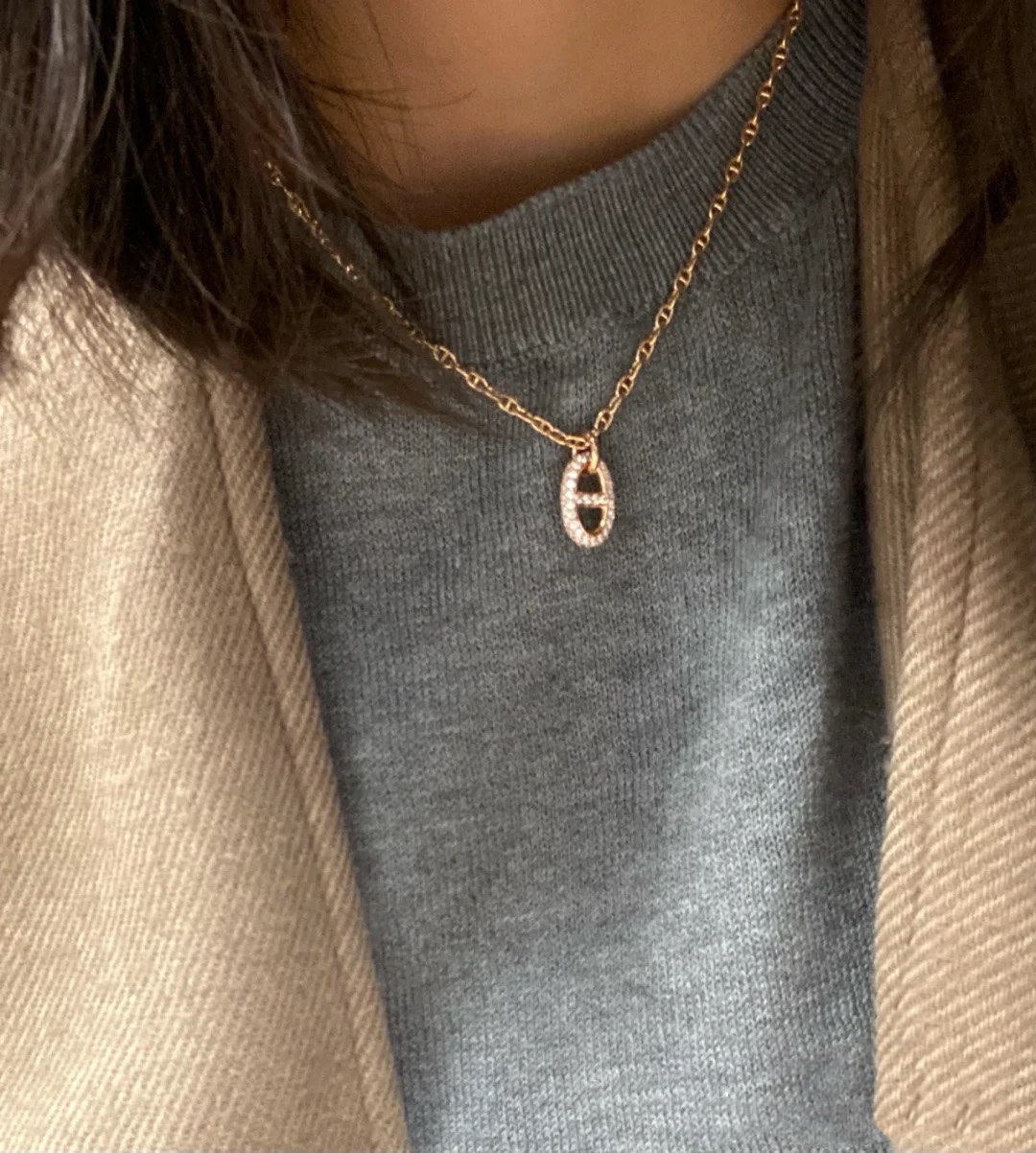 Hermes Pig Nose Necklace, Full of Diamonds