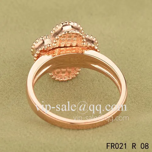 Replica Van Cleef Vintage Alhambra Ring In Pink Gold With Onyx