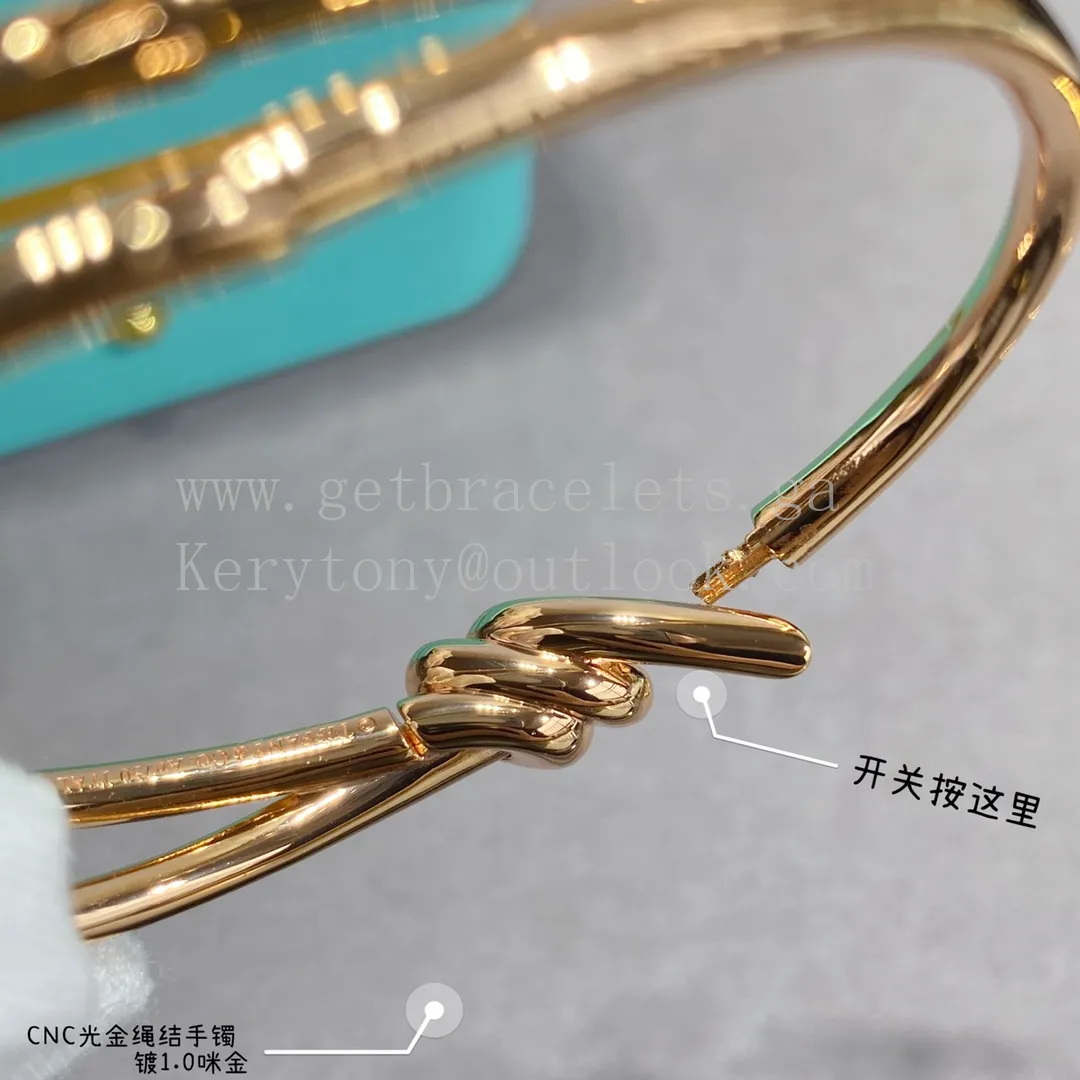 Tiffany Double Row Hinged Bangle in Rose Gold/Yellow Gold